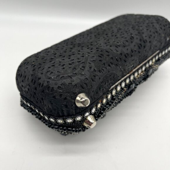 Mary Frances Sublime Black Beaded & Jeweled Embellished Clutch - Picture 7 of 12